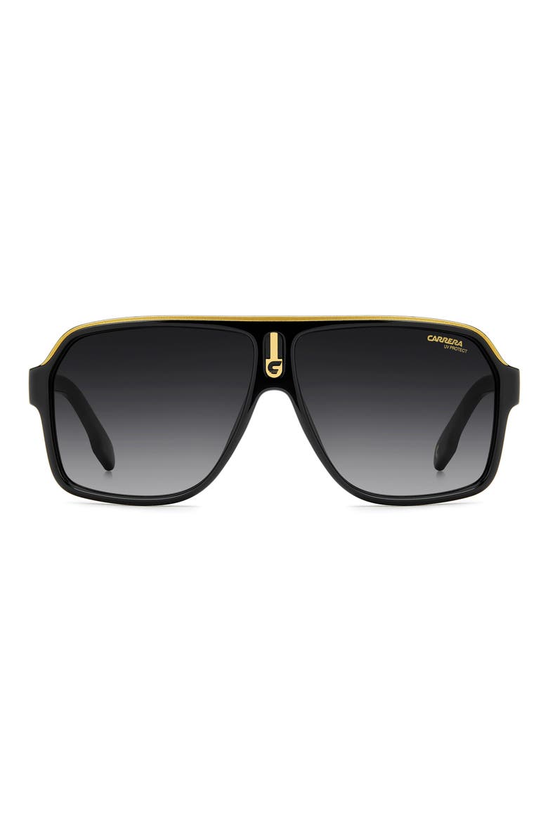 62mm Oversize Gradient Rectangular Sunglasses, Main, color, BLACK GOLD/ DARK GREY SF