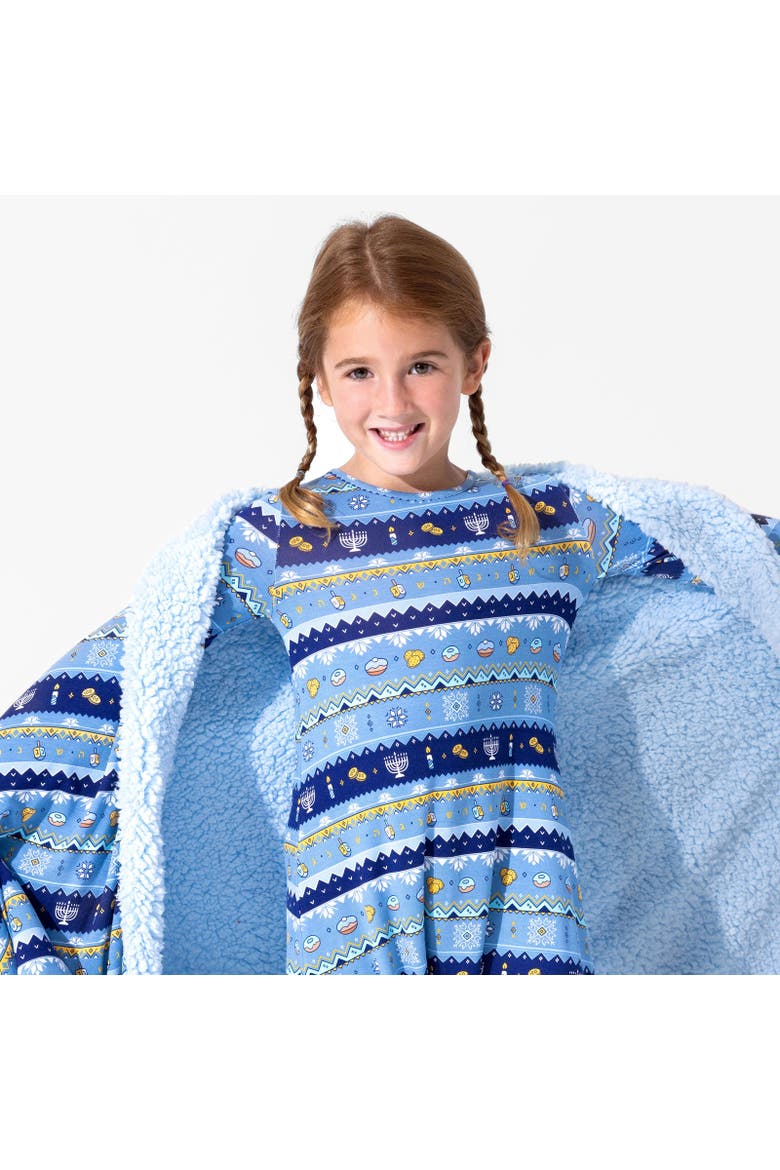 Kids' Hanukkah Fair Isle Long Sleeve Dress, Alternate, color, Hanukkah Fair Isle