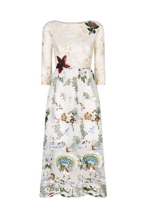 Qiaochu Embroidered Peacock Dress