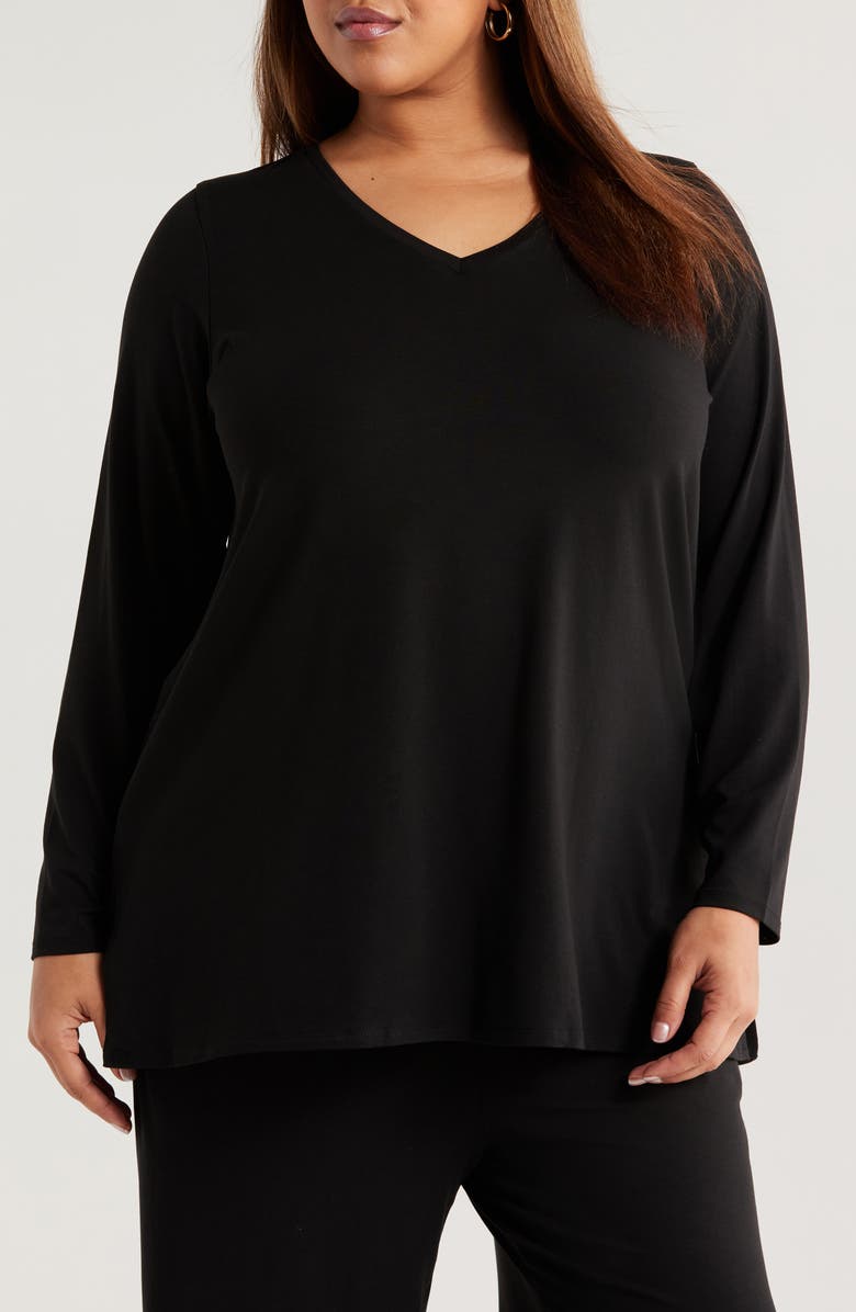 V-Neck Cotton & Tencel<sup>®</sup> Lyocell Blend Sweater