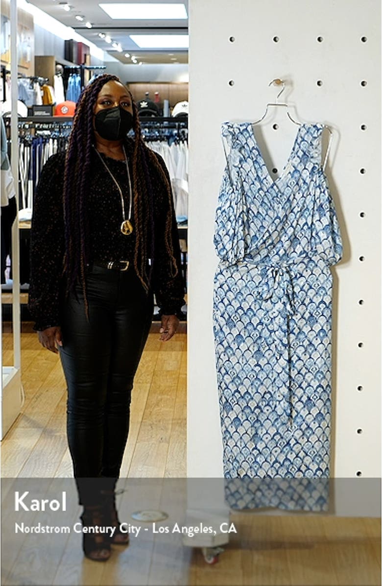 Blue Marble Cold Shoulder Wrap Dress, sales video thumbnail