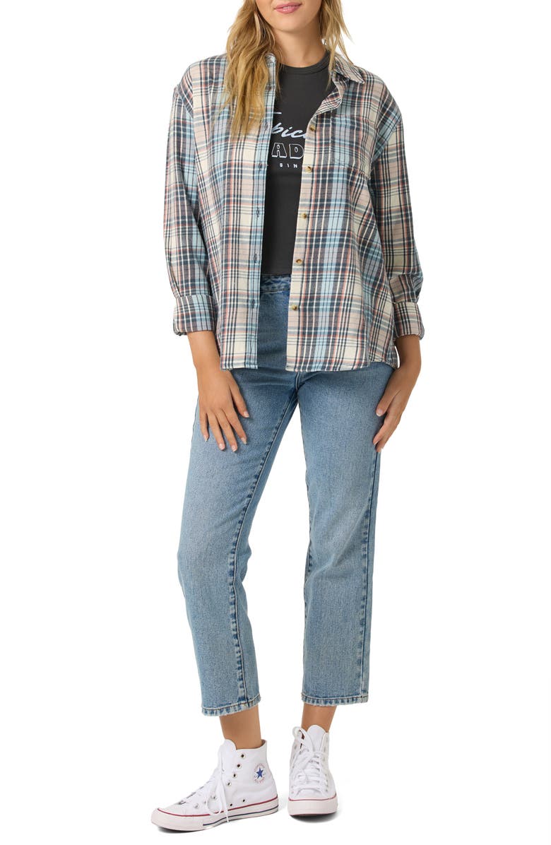 O'Neill Logan Brushed Flannel Button-Up Shirt, Alternate, color, Tourmaline