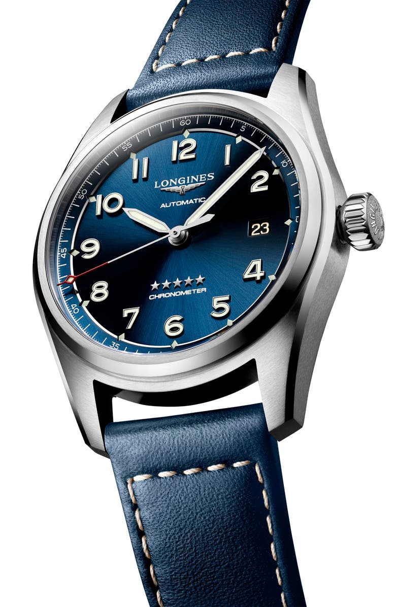 Longines Spirit Automatic Leather Strap Watch, 40mm, Alternate, color, 