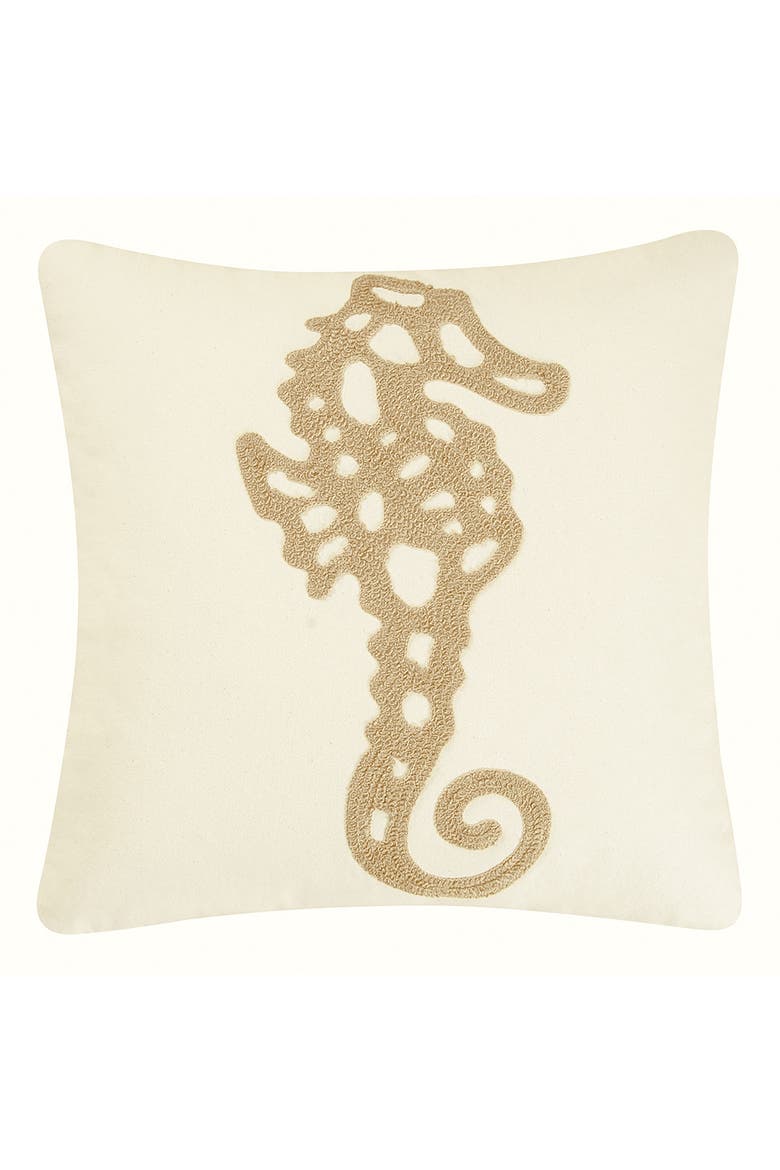 Seahorse Rice Stitch Accent Throw Pillow 18" x 18", Main, color, Beige