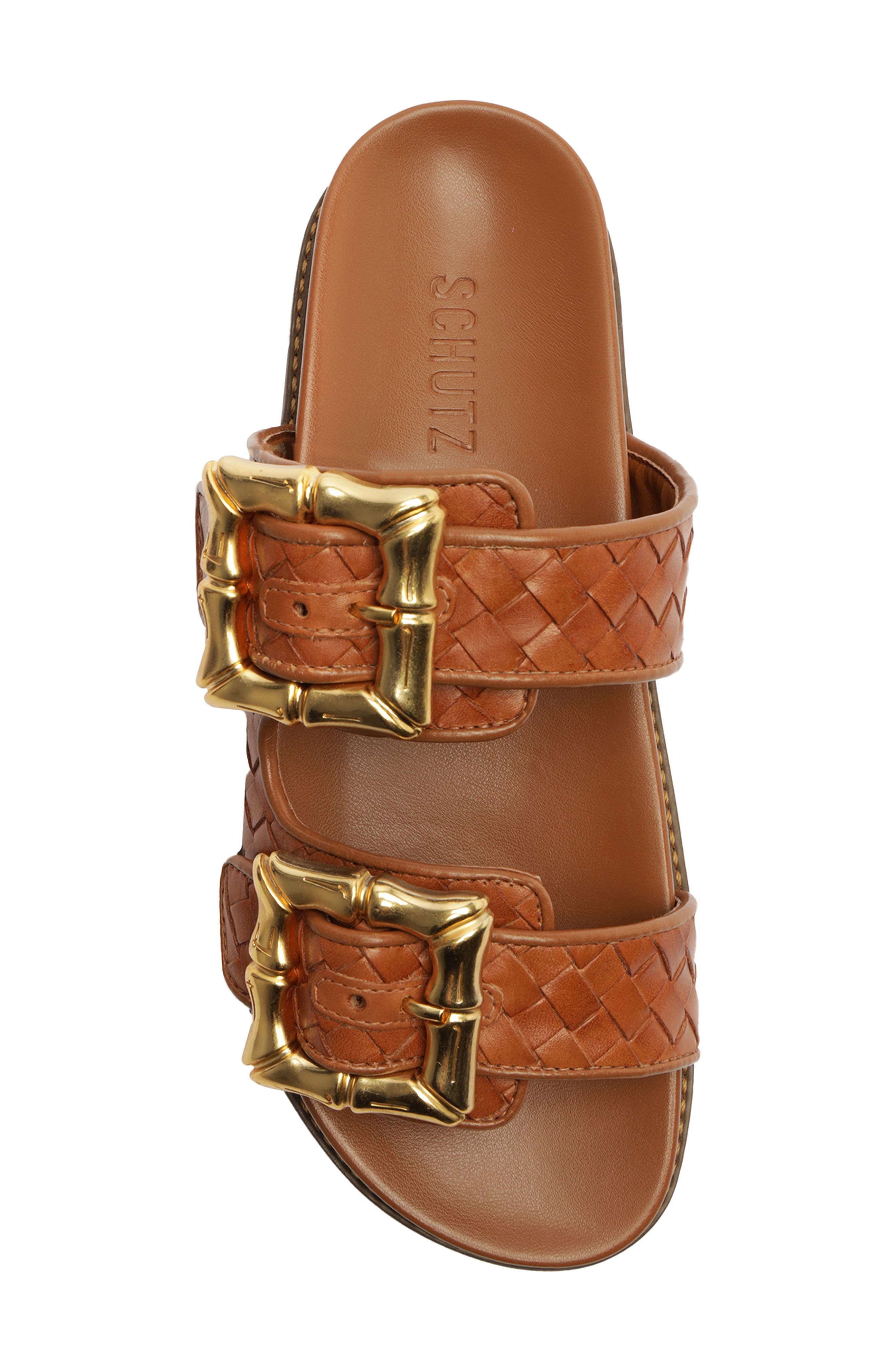 Schutz Enola Woven Strap Sandal, Alternate, color, Miele