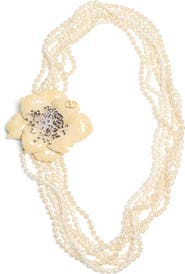 Valentino Garavani Flower Faux Pearl Necklace