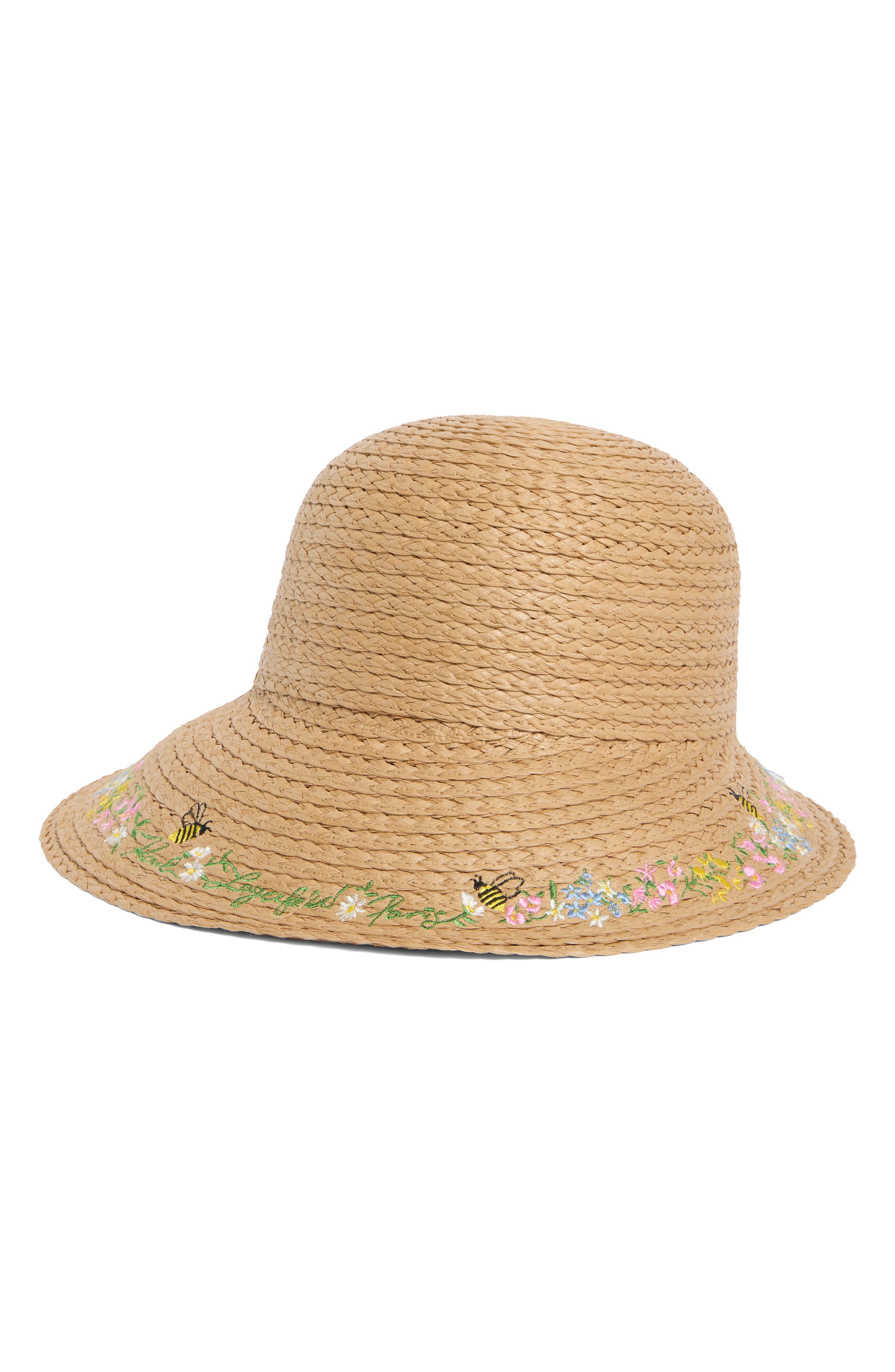 KARL LAGERFELD PARIS Garden Reader Embroidered Straw Hat