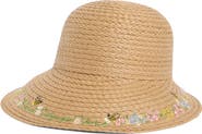 KARL LAGERFELD PARIS Garden Reader Embroidered Straw Hat