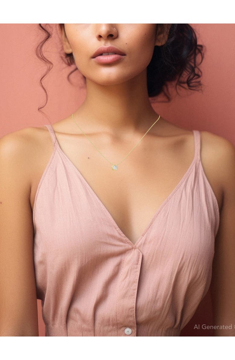 Bliss Diamond 1/4Ct TW Round Diamond Circle Halo Pendant Gold Lab Grown Necklace, Alternate, color, 