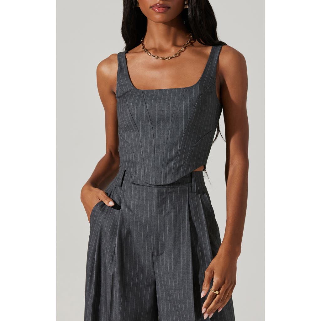 Astr The Label Nivia Pinstripe Crop Top In Gray