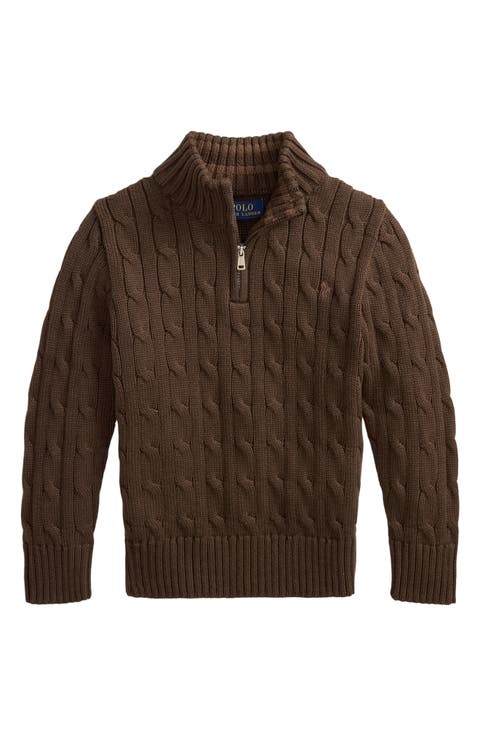 Kids' Cotton Cable Half Zip Sweater