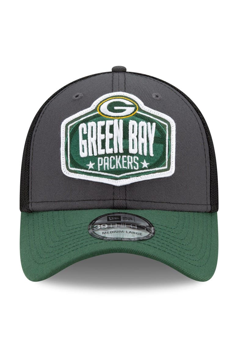 Men's New Era Graphite/Green Green Bay Packers 2021 NFL Draft Trucker 39THIRTY Flex Hat, Alternate, color, Graphite