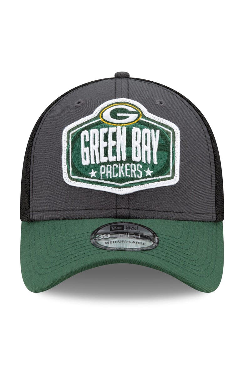 New Era Men's New Era Graphite/Green Green Bay Packers 2021 NFL Draft Trucker 39THIRTY Flex Hat, Alternate, color, 