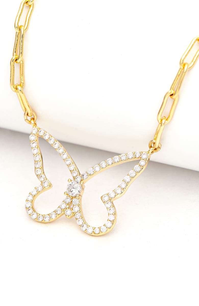 RIVKA FRIEDMAN 18K Gold Plated CZ Butterfly Pendant Necklace, Alternate, color, 