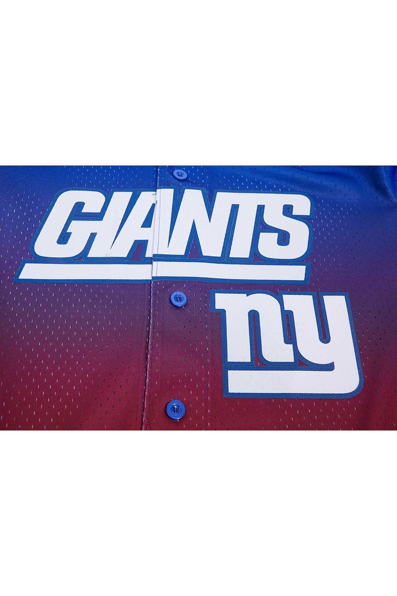 Men's Pro Standard Royal/Red New York Giants Ombre Mesh Button-Up Shirt, Alternate, color, Royal