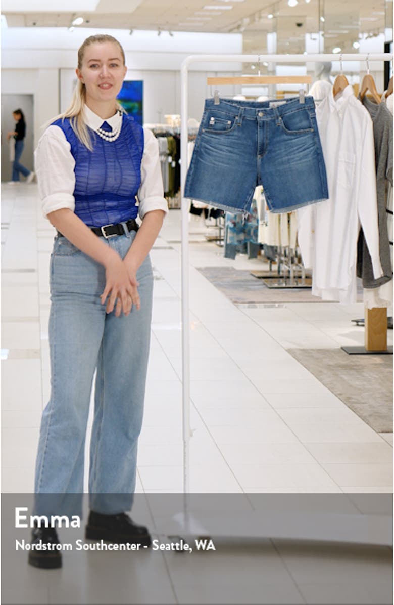 Becke High Waist Raw Hem Denim Shorts, sales video thumbnail