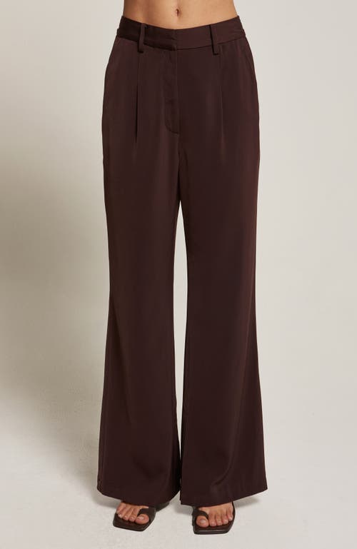 Crescent Silky Wide Leg Trousers In Brown