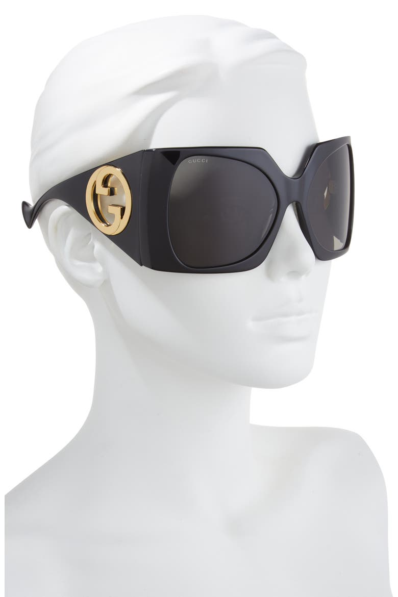 64mm Shield Sunglasses, Alternate, color, BLACK BLACK GREY