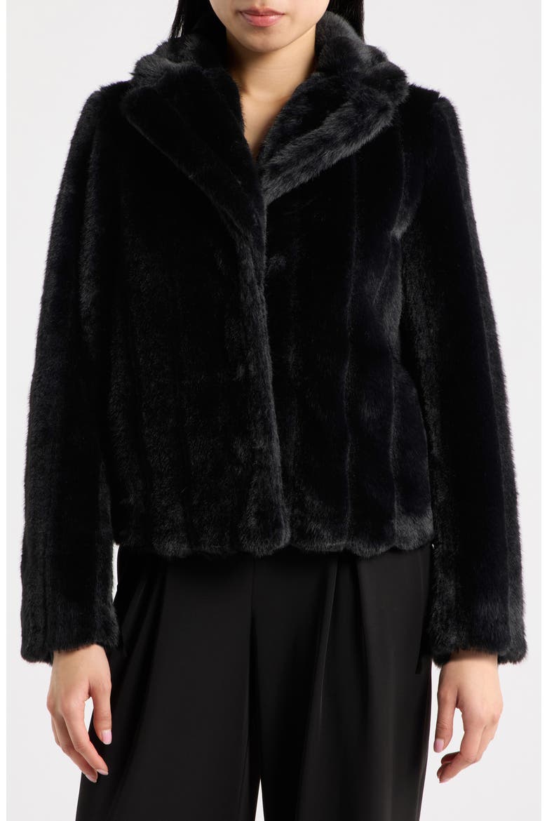 Faux Fur Crop Jacket, Alternate, color, ANNE BLACK