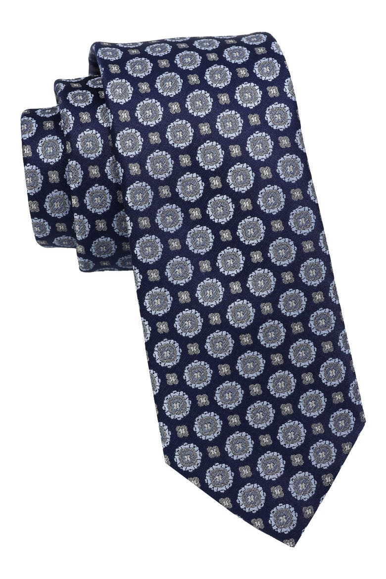 Medallion Tie, Main, color, NVY/ PALE BLUE