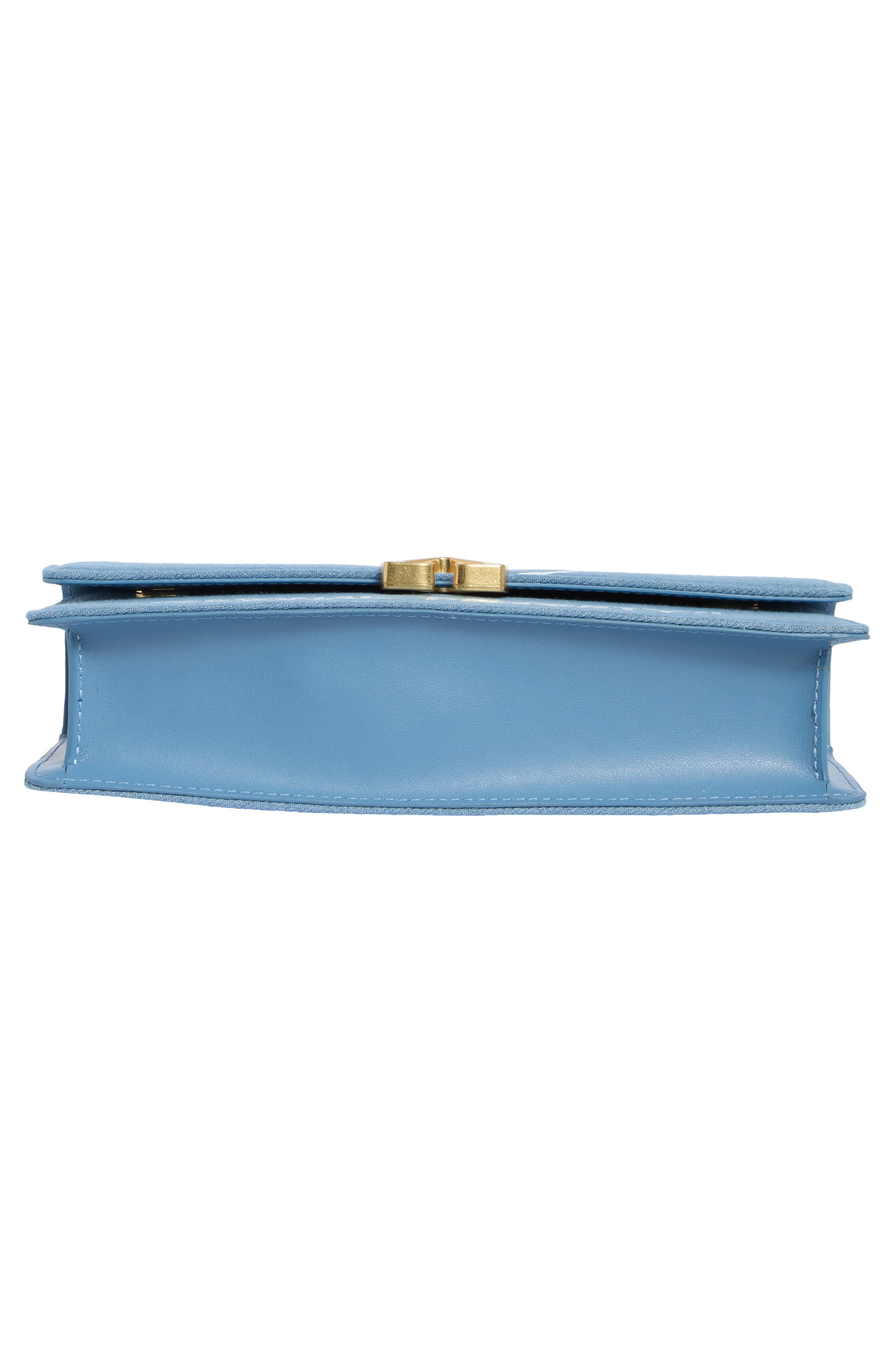 Off-White East/West Jitney Top Handle Denim Satchel, Alternate, color, Light Blue