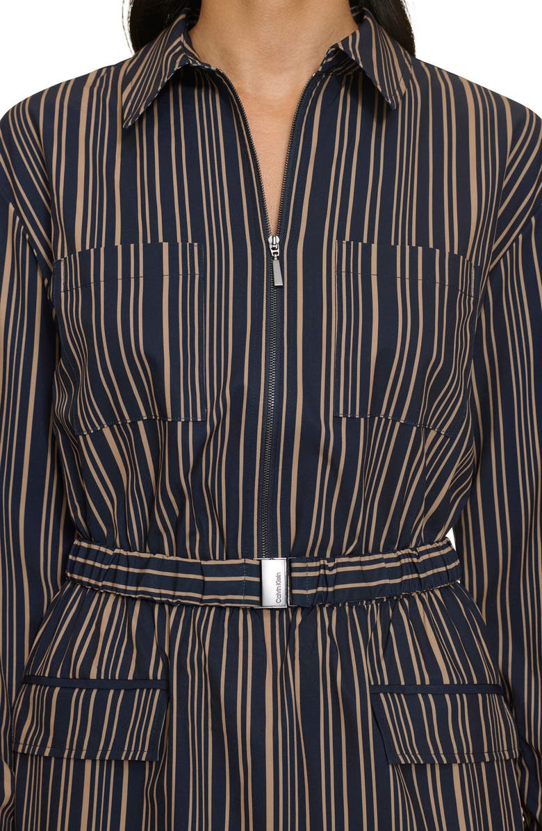Calvin Klein Stripe Long Sleeve Dress, Alternate, color, 