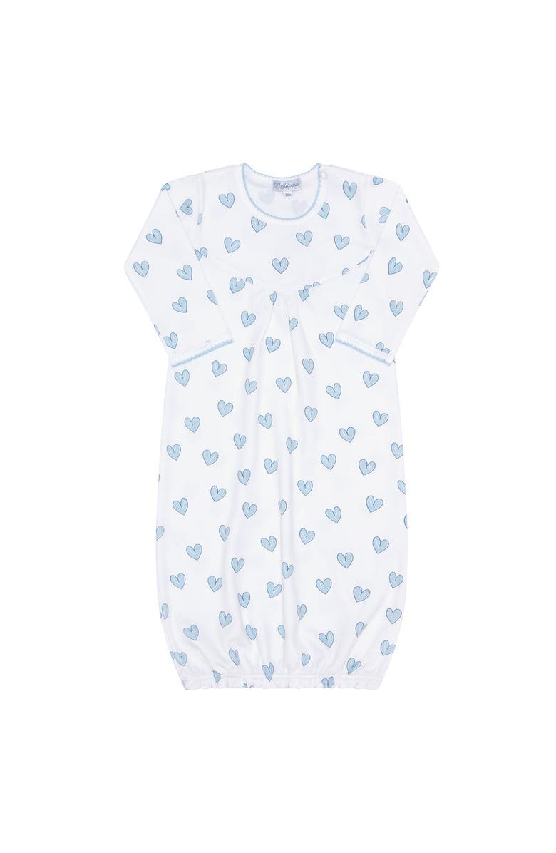 Nellapima Blue Heart Print Gown - Baby, Alternate, color, Blue
