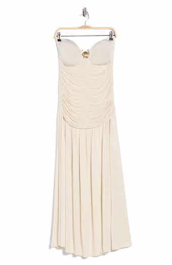 Seashell Buckle Strapless Midi Dress