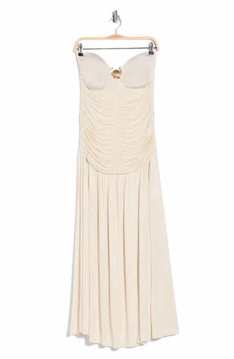 DRESS TO Seashell Buckle Strapless Midi Dress