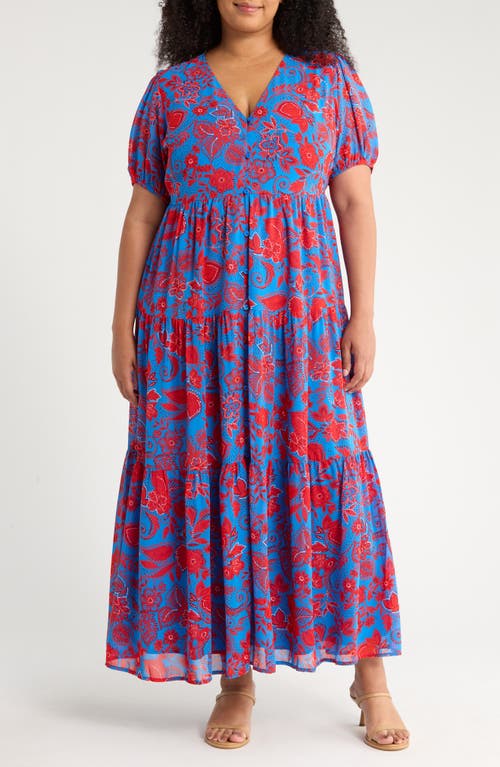 Sugarlips Calla Floral Maxi Dress In Blue