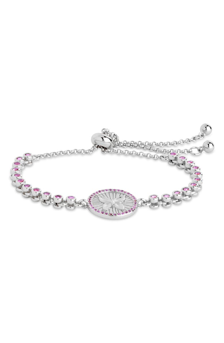 Sterling Forever Bindi Butterfly Charm Slider Bracelet, Alternate, color, Silver