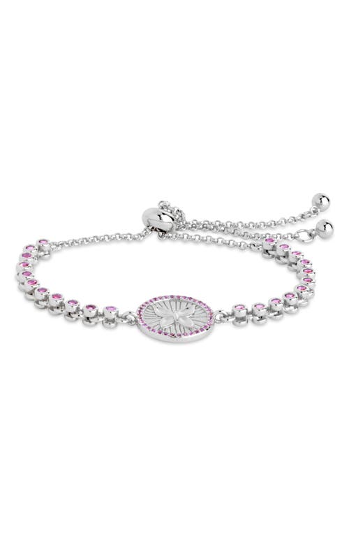 Sterling Forever Silver-tone Or Gold-tone Pink Cubic Zirconia Butterfly Bindi Bolo Bracelet