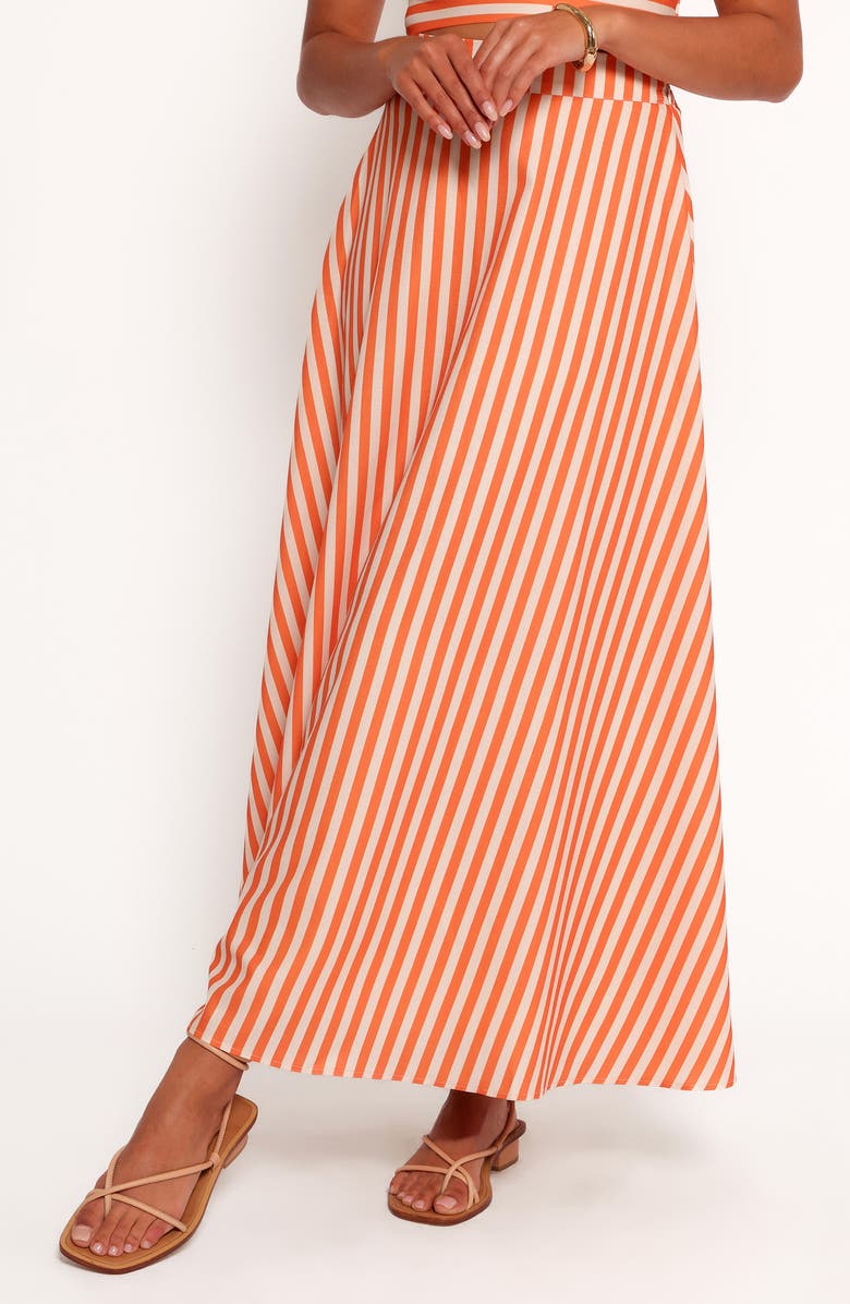 Petal & Pup Serafina Stripe Crop Top & Maxi Skirt Set, Alternate, color, Orange Beige Stripe