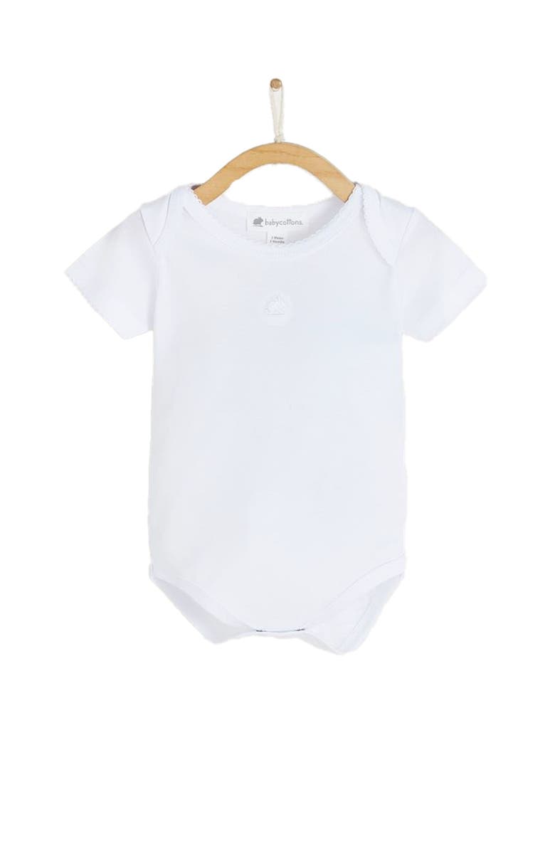 Babycottons Logo Short Sleeve Bodysuit 2-Pack for Infant, Main, color, White