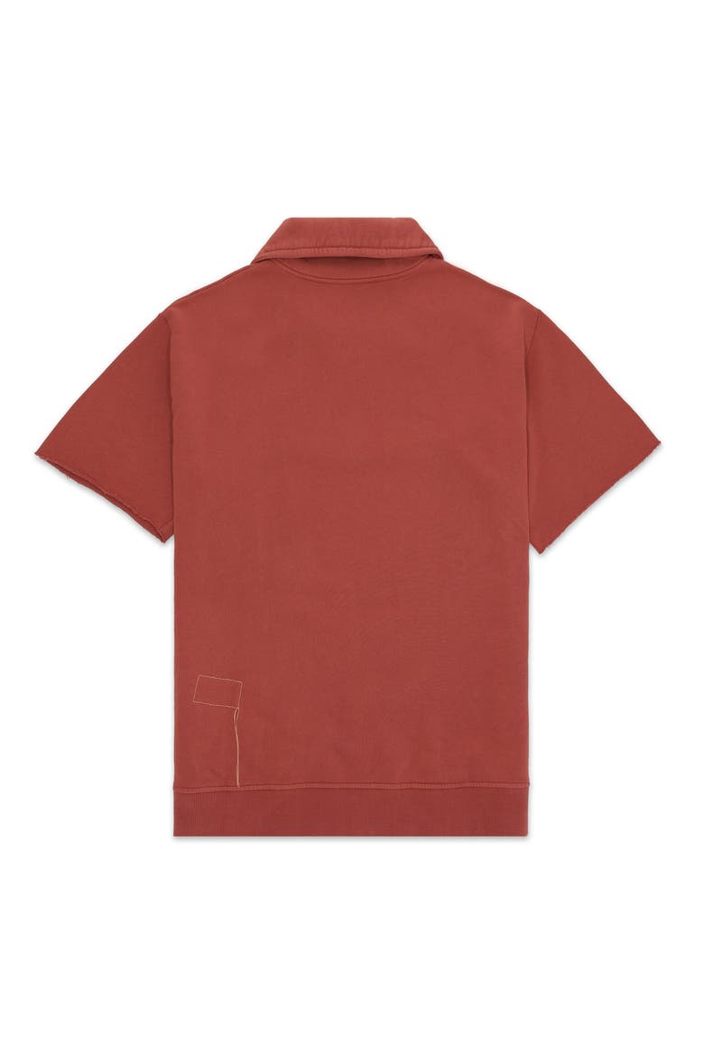 York Brushed Jersey Quarter Zip Collared Short Sleeve Sweatshirt, Alternate, color, Melange Grey