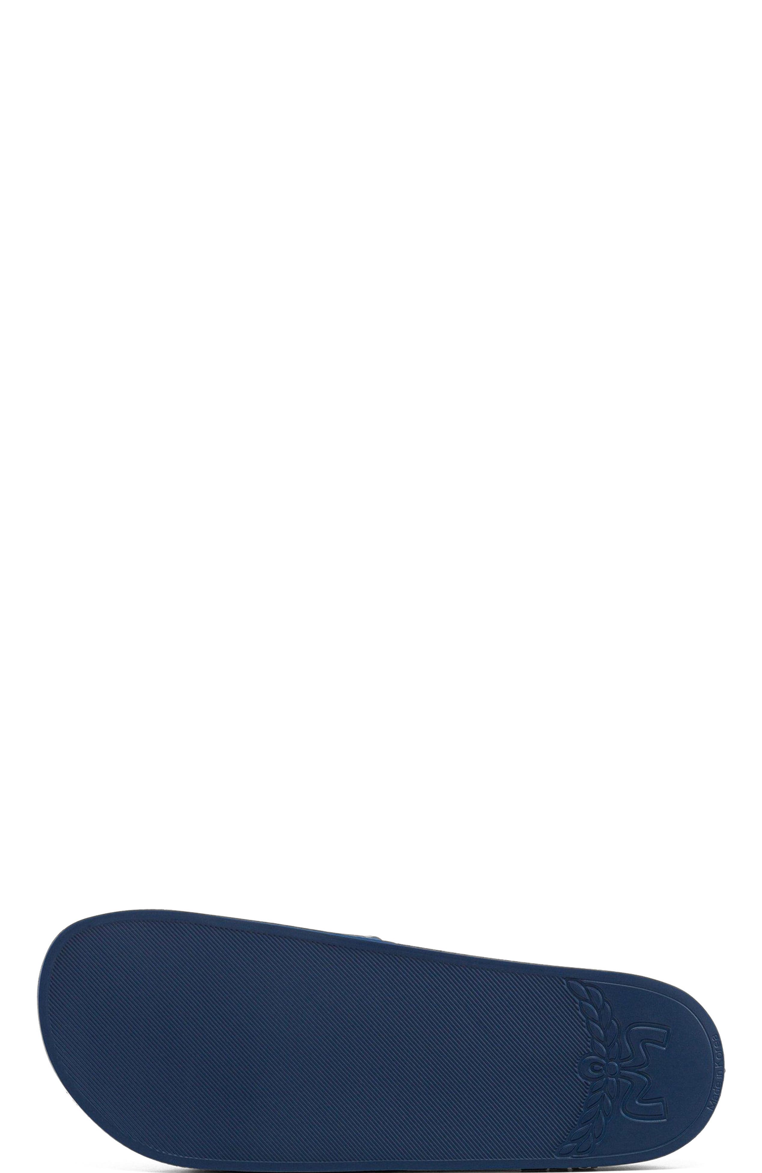 Monogram Print Rubber Slides, Alternate, color, Blue