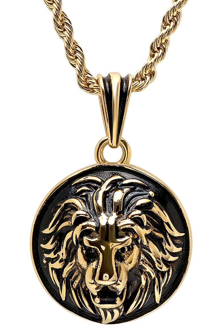 Men's Lion Pendant Necklace, Alternate, color, YELLOW