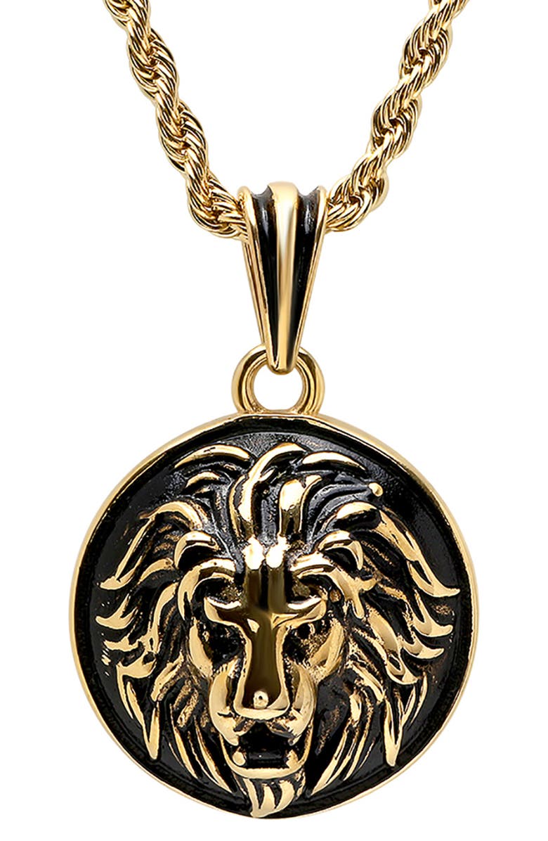 STEELTIME Men's Lion Pendant Necklace, Alternate, color, Yellow