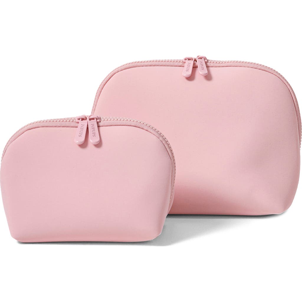 Pop Ups Brand 2-piece Neoprene Makeup Pouch Set In Pink