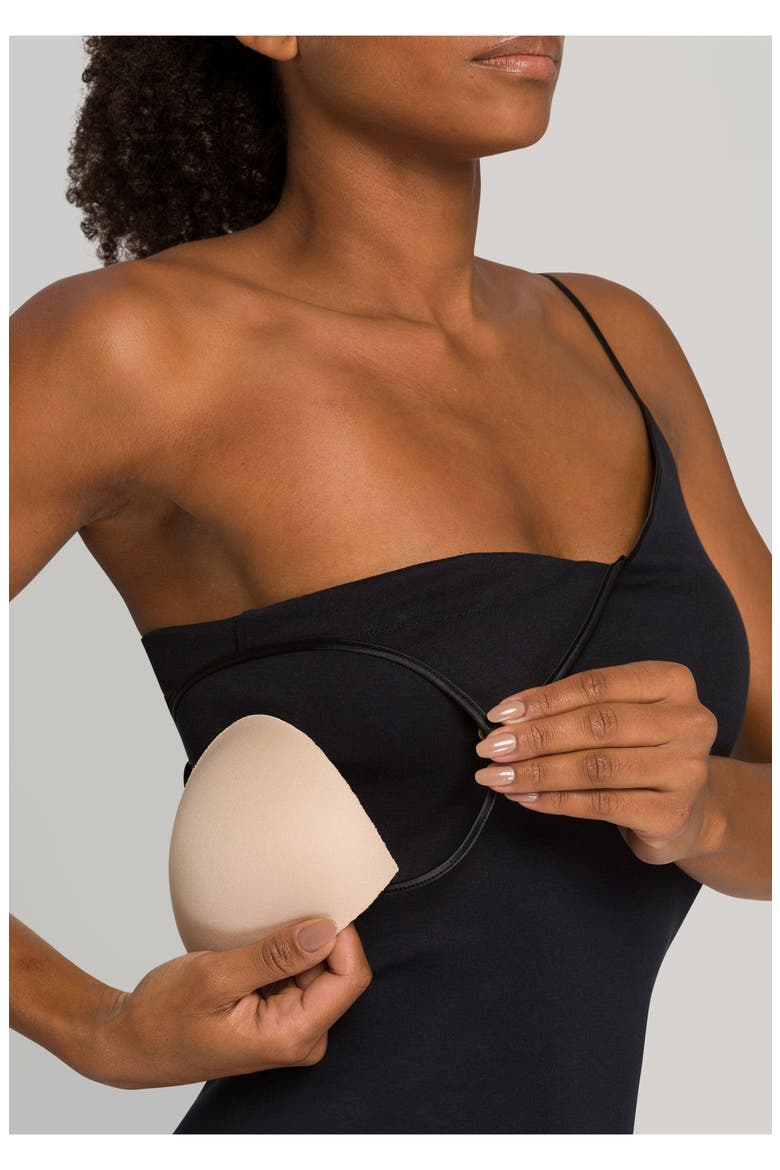 Cotton Seamless Padded Spaghetti Camisole, Alternate, color, BLACK