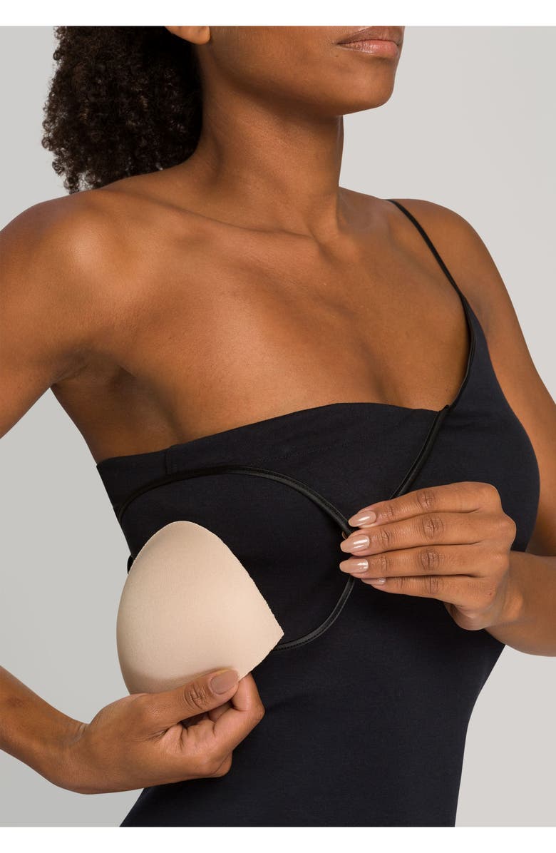 Hanro Seamless Padded Cotton Camisole, Alternate, color, Black