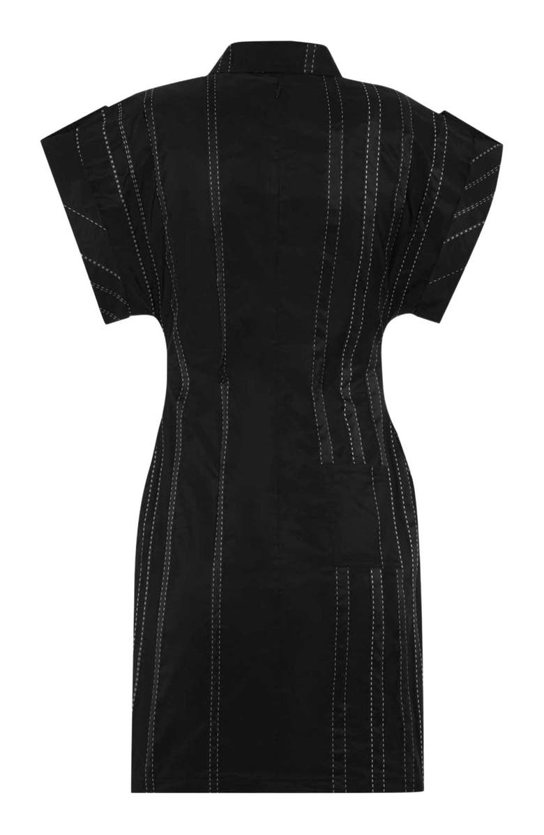 THEO The Label Theia Striped Taffeta Camp Dress, Alternate, color, Black