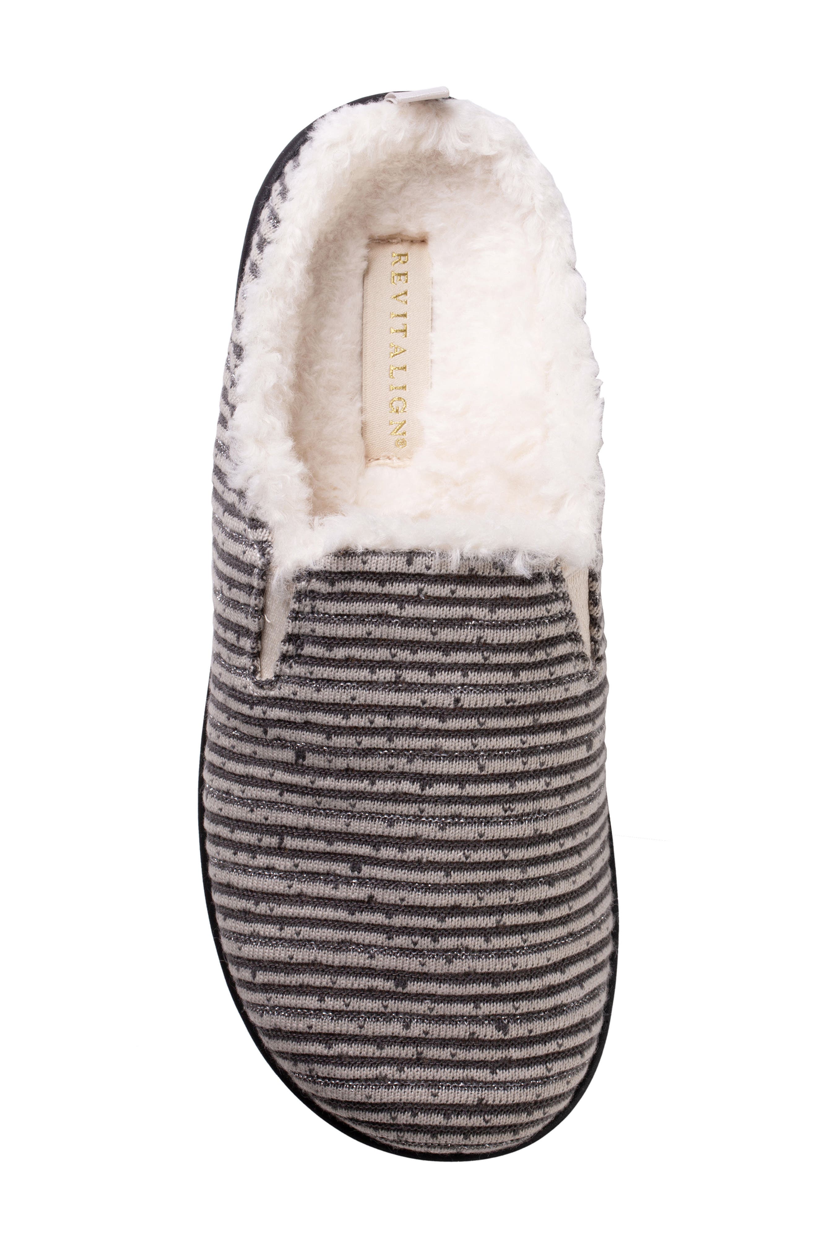 Revitalign Dundee Cozy Chenille Faux Fur Lined Slipper, Alternate, color, Grey