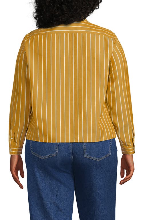 Lands' End Plus Size No Iron Boxy Cropped Shirt In Brown