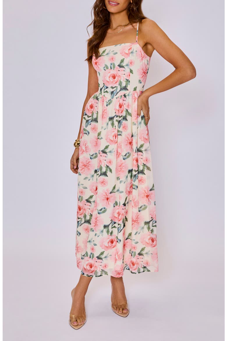 Amelie Floral Maxi Dress, Main, color, CREAM/ ROSE