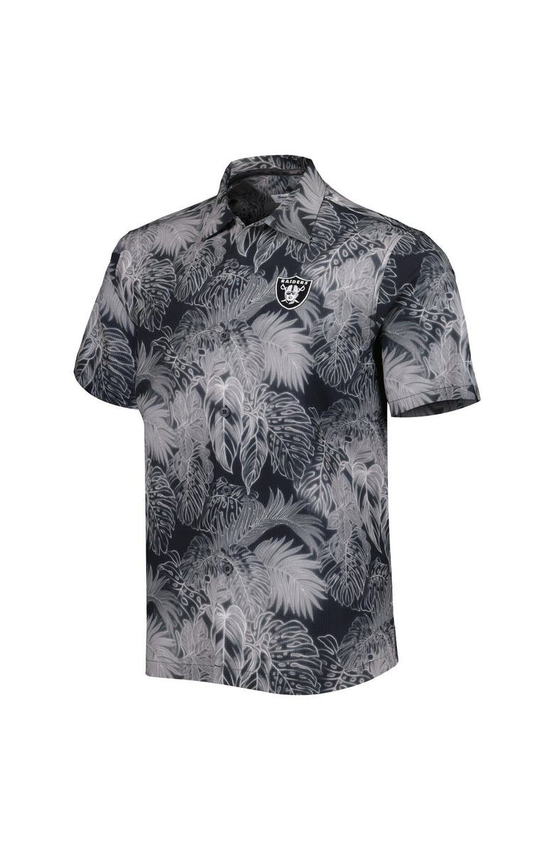 Tommy Bahama Men's Tommy Bahama Black Las Vegas Raiders Coast Luminescent Fronds Camp IslandZone Button-Up Shirt, Alternate, color, Black