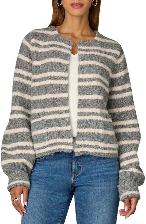 Stripe Open Bouclé Cardigan