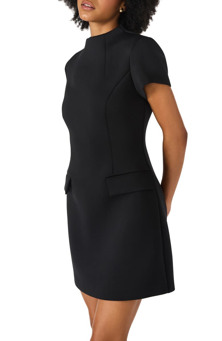 Steve Madden Hayes Short Sleeve Fit & Flare Dress, Alternate, color, Black