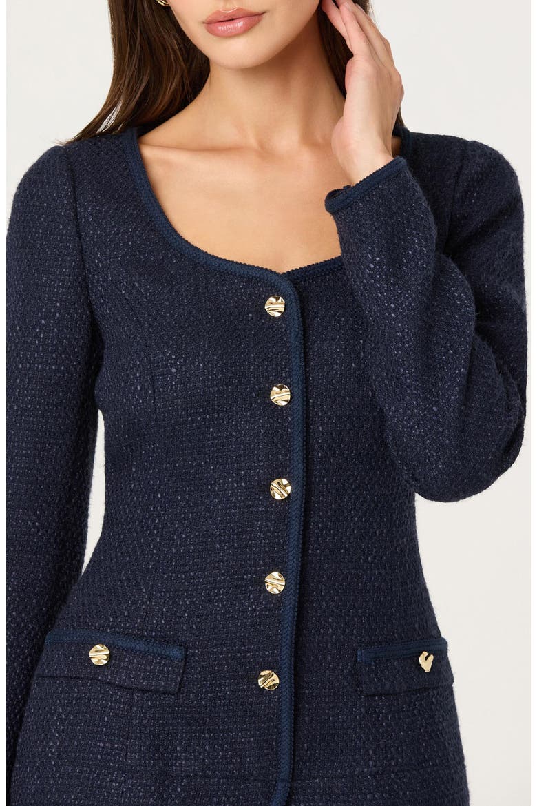 Malorie Long Sleeve Dress, Alternate, color, NAVY