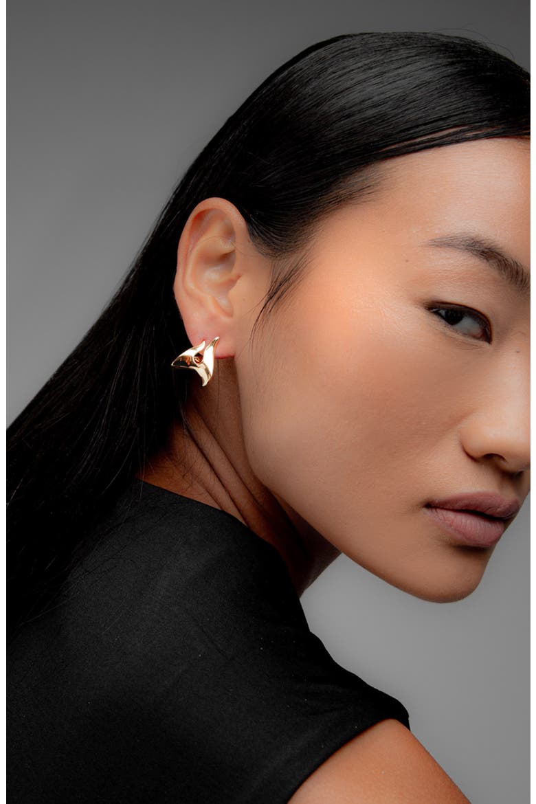 Claw Double Hoop Earrings in Gold, Alternate, color, Gold